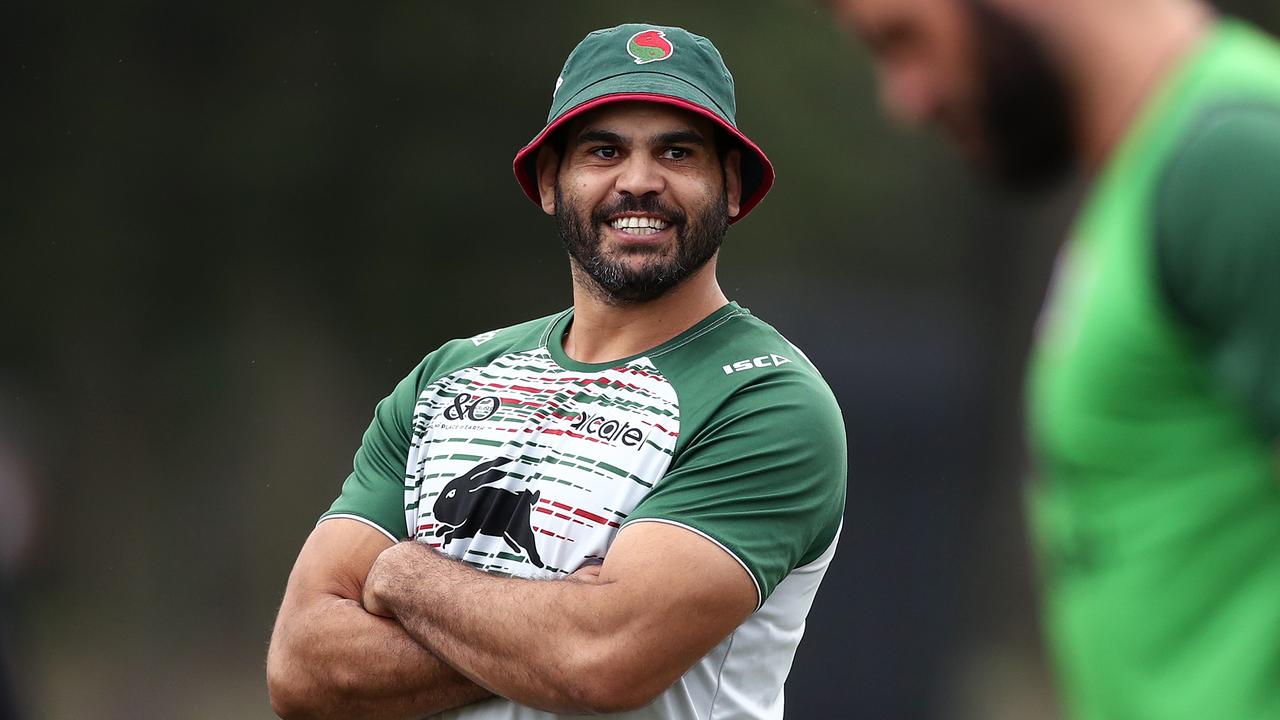 Greg Inglis looks on during a South Sydney Rabbitohs NRL pre-season training session at Redfern Oval.