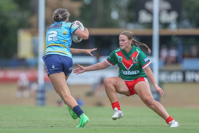 Wynnum Manly and Norths Devils Harvey Under-17s action on Saturday in round 3 of the season. Picture: Stephen Archer.