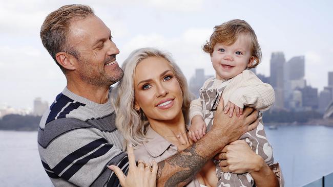 Brian Austin Green with Sharna Burgess and their son Zane today in Cremorne. Picture: Sam Ruttyn