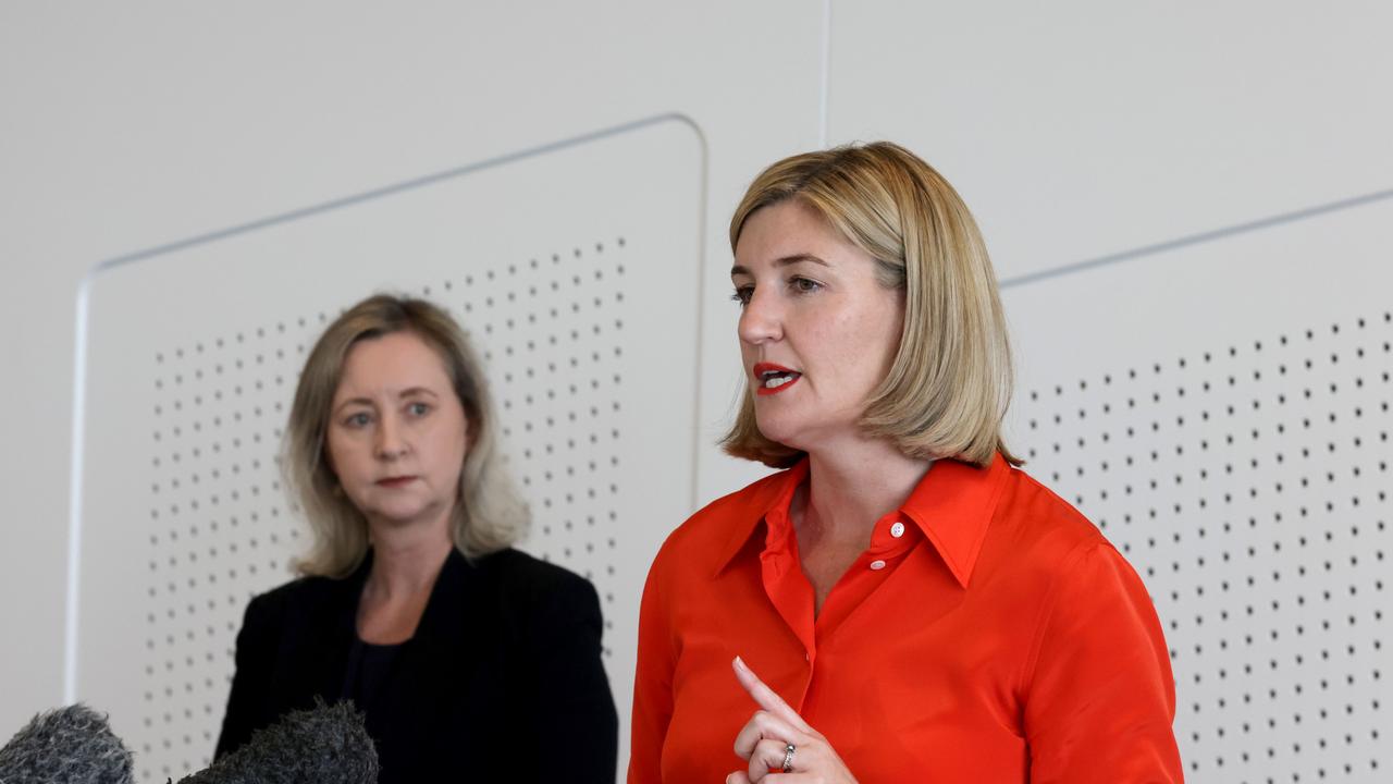 Shannon Fentiman MP the Minister for Health and Yvette D’Ath MP the Attorney-General and the former Minister for Health, at a press conference releasing the Final Report in the Commission of Inquiry. Photo Steve Pohlner