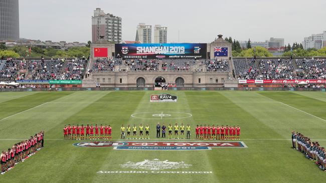 A few AFL fans — surprisingly — turned up in Shanghai. Picture: AFL Photos