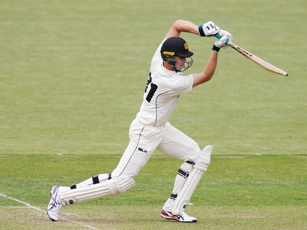 Cameron Green shows off his picture-perfect cover drive. Picture: AAP/Michael Dodge