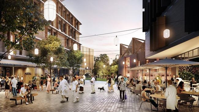 An artist’s impression of how the proposed new Frenchs Forest town centre will link up with Northern Beaches Hospital. Picture: NSW Government.