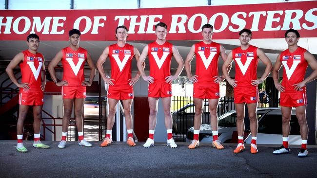 North Adelaide recruits Blayne O'Loughlin, Tariek Newchurch, Luke Fellows, Cody Raak, Brad Ashcroft, Sam Ramsay and Austin Harris. Picture: Dean Martin