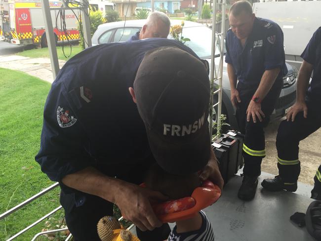 Plenty of fireys were on hand to give it a go but each time the loo seat would become stuck.