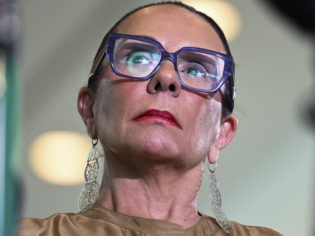 CANBERRA, AUSTRALIA, NewsWire Photos. DECEMBER 4, 2023: Federal Treasurer Jim Chalmers, Minister for Indigenous Australians Linda Burney, Social Services Minister Amanda Rishworth hold a press conference at Parliament House in Canberra. Picture: NCA NewsWire / Martin Ollman