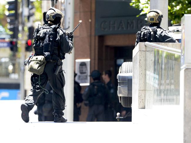 Police outside the Lindt Cafe. Picture: Chris McKeen