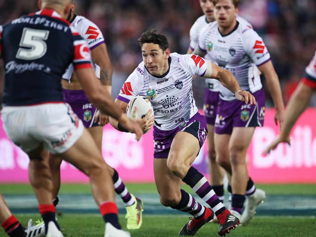 Melbourne's Billy Slater during the 2018 NRL Grand Final between the Sydney Roosters and Melbourne Storm at ANZ Stadium. Picture. Phil Hillyard