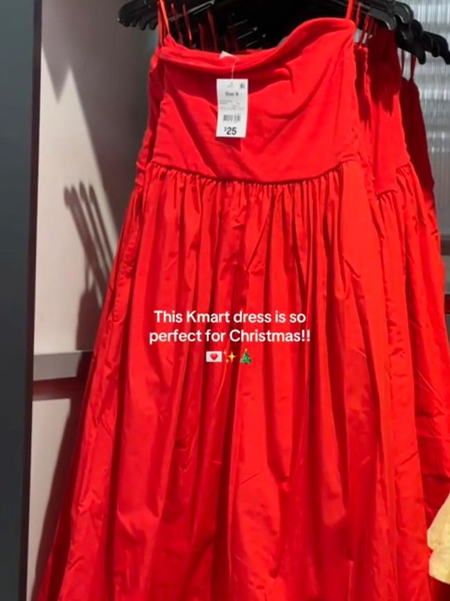 A new red dress from Kmart is going viral. Picture: TikTok/MelissaTravels25