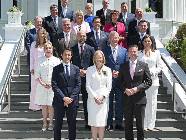 The new LNP premier David Crisafulli with his first ministry. Picture: Lyndon Mechielsen