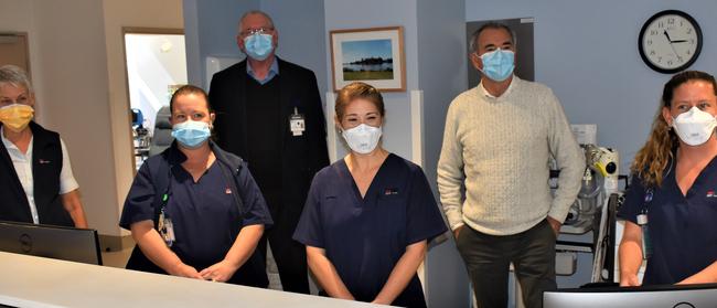 Clarence Health Service general manager Dan Madden and Member for Clarence Chris Gulaptis with hospital staff at the newly opened $17.5 million Grafton Base Hospital Ambulatory Care Centre on Thursday, 13th August, 2020.