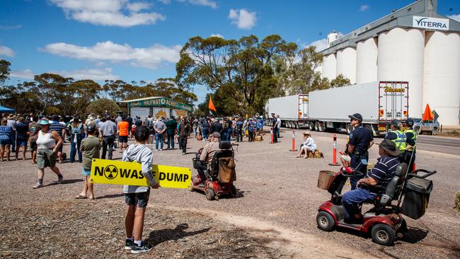 A protest rally in Kimba in February 2020 after the town was chosen to house the new National Radioactive Waste Management Facility. Picture: Matt Turner