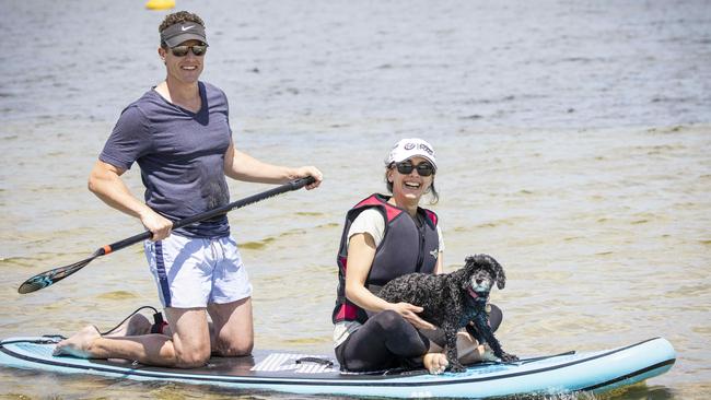 Andrew and Renee Corcoran with dog Bella. Picture: Nicole Cleary