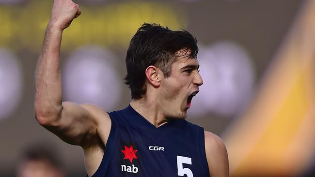 Patrick Naish celebrates a goal for Vic Metro. Picture: Stephen Harman