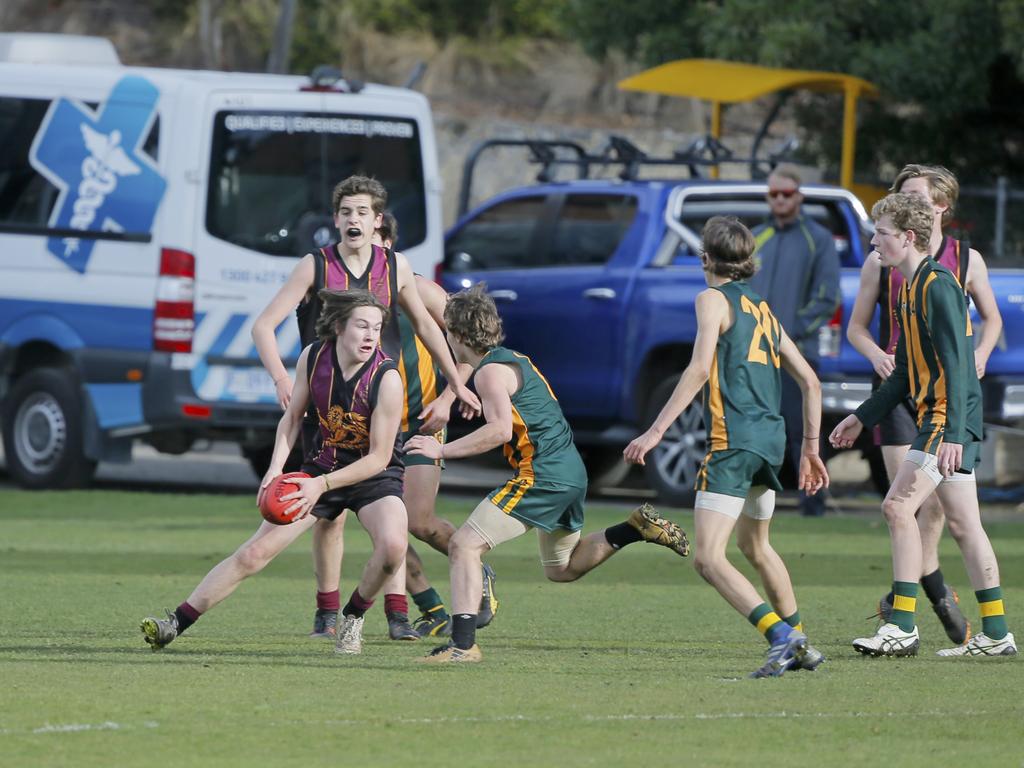 Hutchins 2nd XVIII versus St Patricks in the Sports Association of Independent Schools Australian Rules grand final. Picture. PATRICK GEE