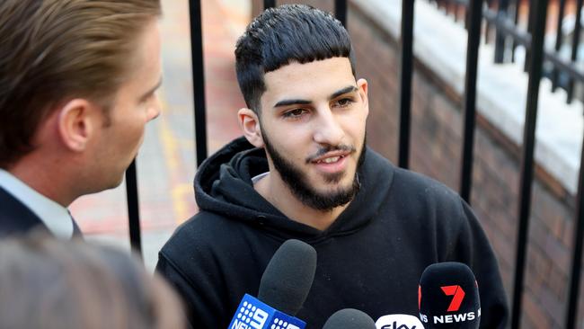 Dani Mansour pictured talking to media after leaving Blacktown police station on April 18. Picture: Damian Shaw