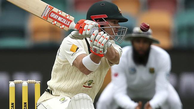 David Warner was dismissed playing at a ball that should have been left. Picture: AAP