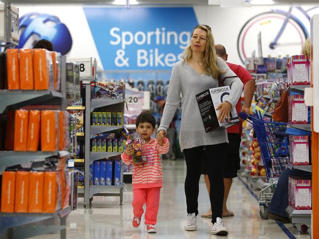 Laura Sharpe and daughter Aisha Sharpe, 3from Parramatta shopping at BigW Merrylands. This is a story about how Big W is revamping to take on K-Mart and Target. Picture: Bradley Hunter