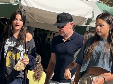 Matt Damon with family at Calile hotel.