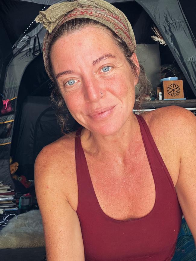 Lucy Aura, has gone viral after the rising cost of living forced her to move into a tent and she began filming her lifestyle to share with others. Picture: Supplied