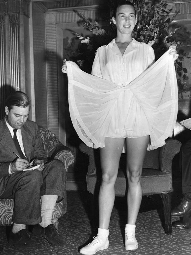 Gussie Moran showing off her Wimbledon outfit. Picture: Keystone/Getty Images