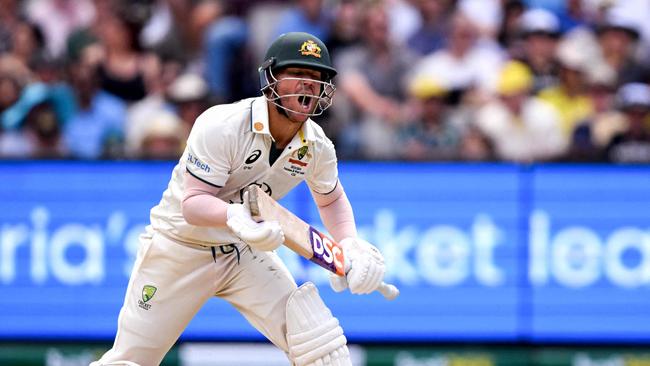 A confident ‘no run’ call by David Warner at the MCG. Picture: William West