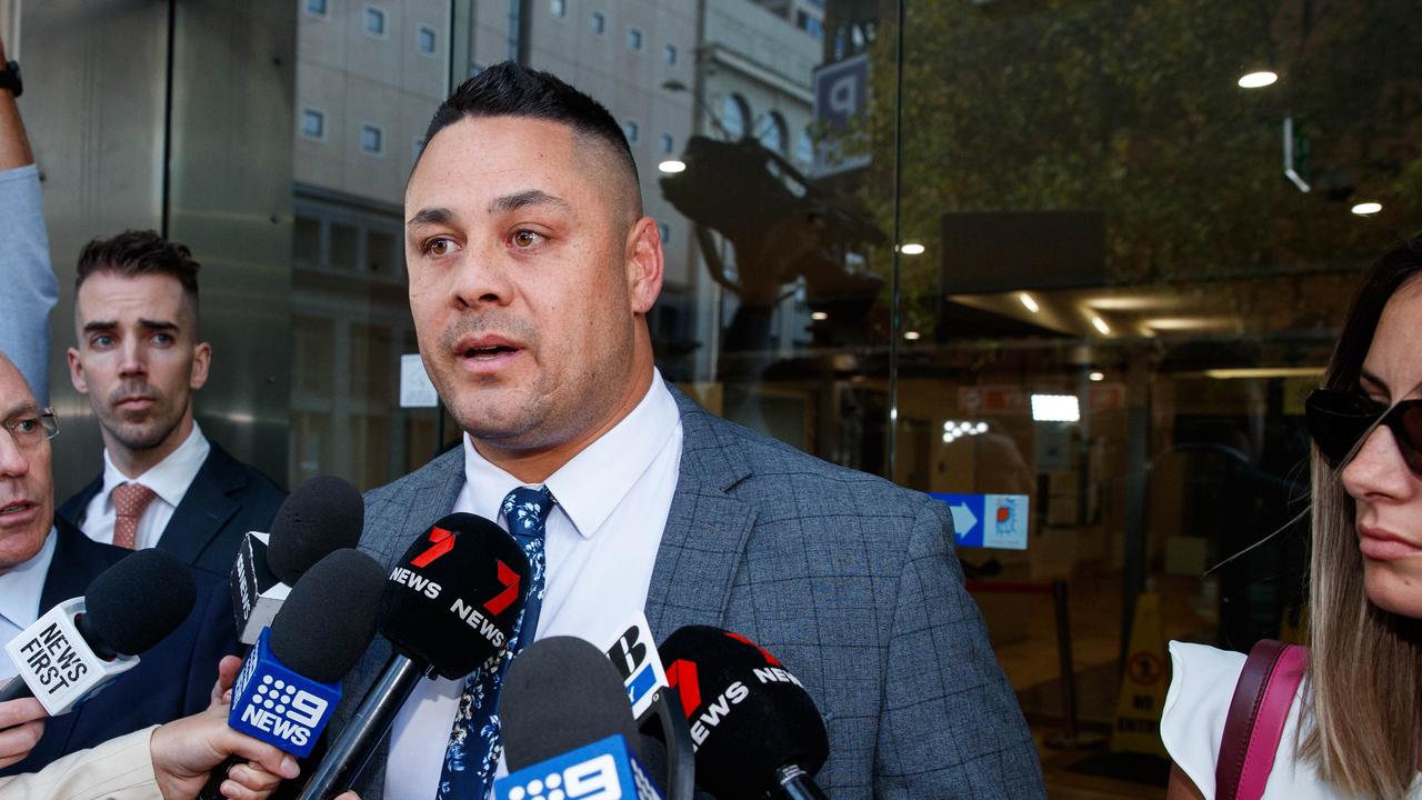 Jarryd Hayne told media he was “devastated” after he was found guilty of sexual assault. Picture: NCA NewsWire / David Swift