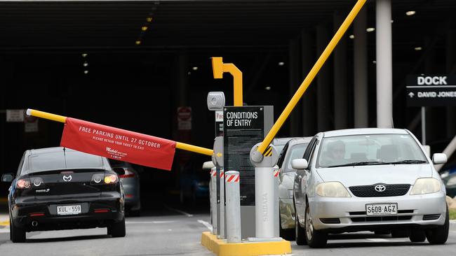 The parking boomgates in operation at Westfield West Lakes.