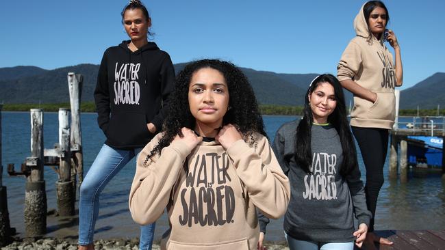 The Cairns Indigenous Art Fair's virtual fashion performance will launch on CIAF's Facebook page on Friday night. Models Benita Williams, Tahanee Buli, Mary Sheppard and Sarah Fagan all feature in Water is Sacred, filmed at locations around Cairns. PICTURE: BRENDAN RADKE