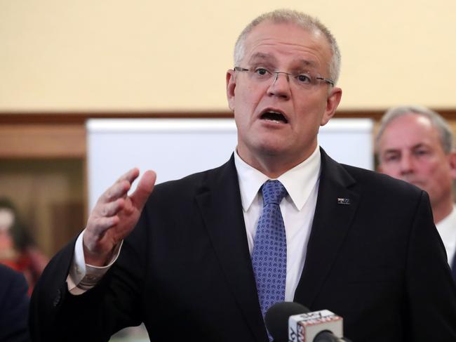 Prime Minister Scott Morrison campaigning on Tuesday. Picture: Gary Ramage