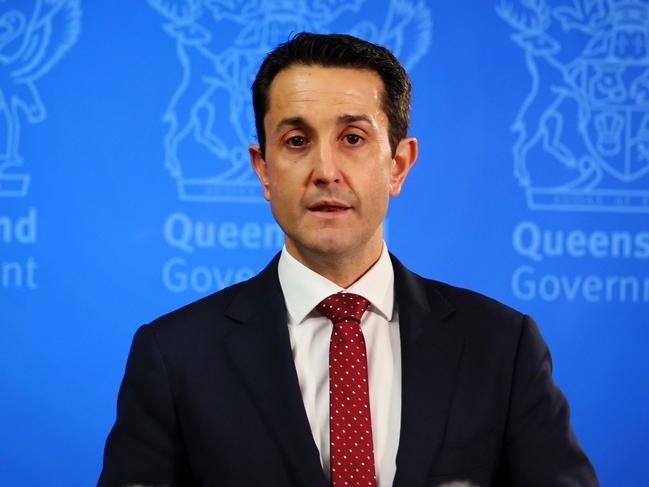 BRISBANE, AUSTRALIA - NewsWire Photos MARCH 10, 2025: Queensland Premier David Crisafulli during a press conference in Brisbane after heavy rain with flooding and damaging winds continued in the wake of now ex Cyclone Alfred. Picture: NewsWire/Tertius Pickard