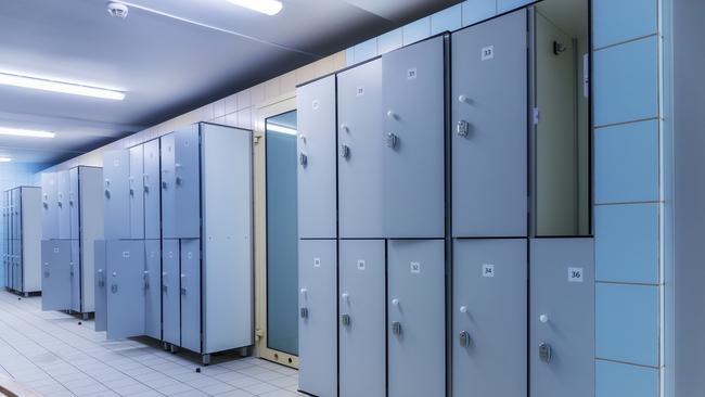 Modern interior of a locker changing room