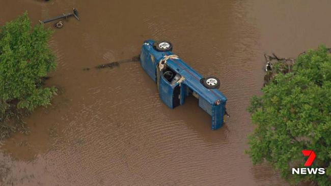 Aerial shots taken over the town of Eugowra on Monday. Picture: 7 News