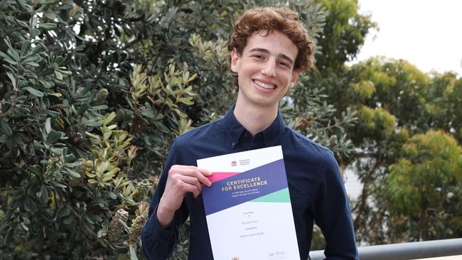 Adam Gottschalk from Sydney Grammar School received HSC First in Course for Biology, French Extension and Visual Arts. Picture: David Swift.