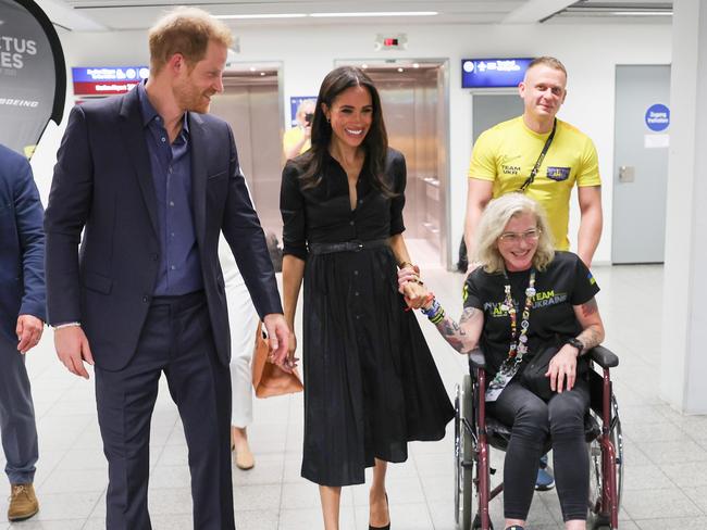 The Sussexes arrive with athletes. Picture: Getty Images