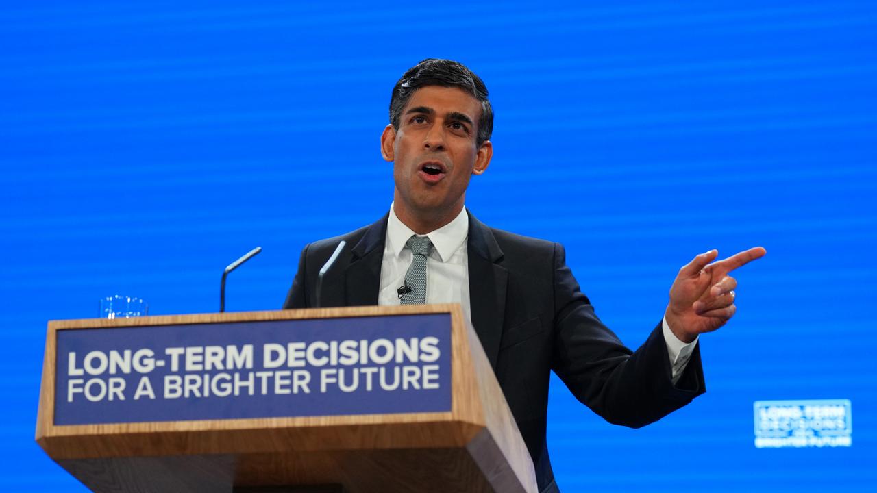 Prime Minister Rishi Sunak speaks during the final day of the Conservative Party Conference. Picture: Carl Court/Getty Images