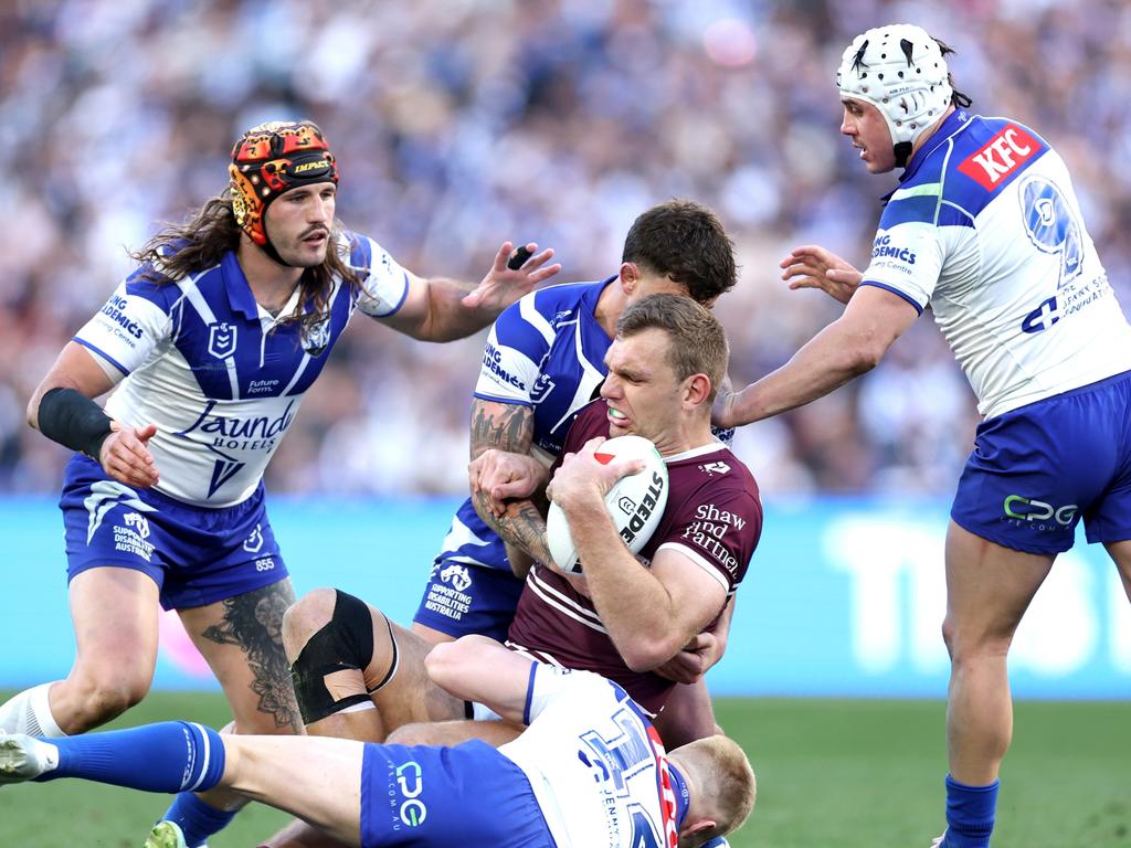 Canterbury targeted Tom Trbojevic in the first half. Picture: Cameron Spencer/Getty Images