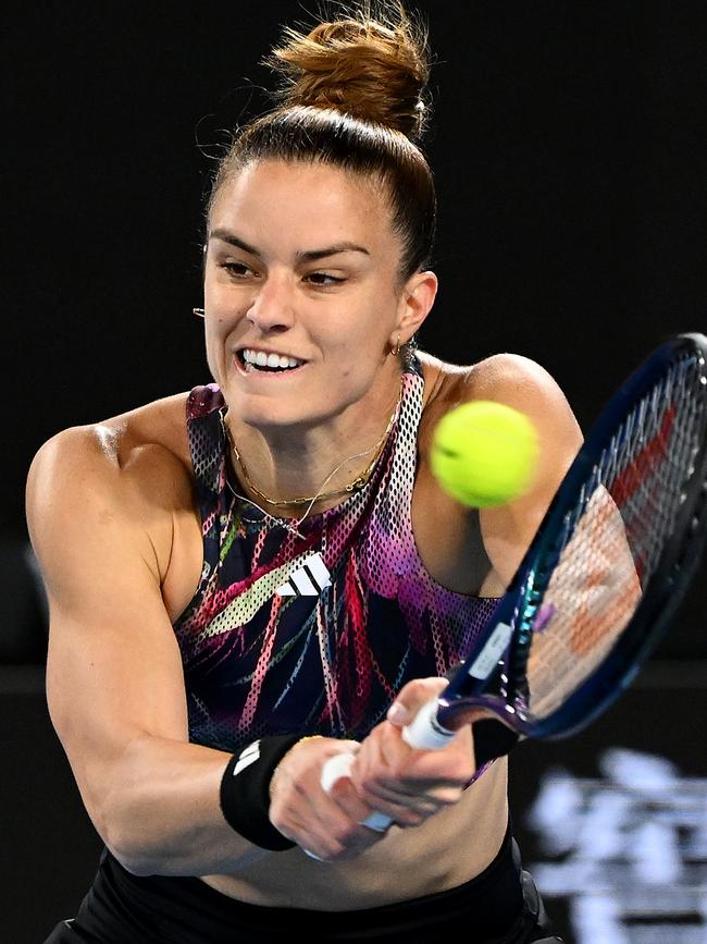 As is fellow Greek star Maria Sakkari. Picture: Quinn Rooney/Getty Images