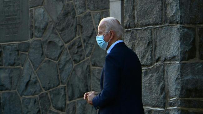 Joe Biden after mass at Saint Ann Catholic Church in Wilmington, Delaware, on Sunday Picture: AFP