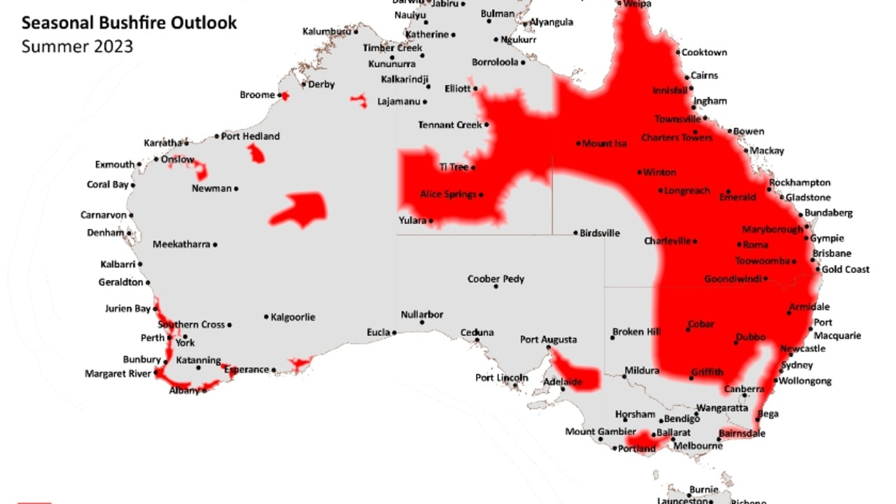 Every state and territory, especially Queensland and New South Wales, have areas of "increased fire risk" Picture: Supplied/ Australasian Fire and Emergency Service Authorities Council