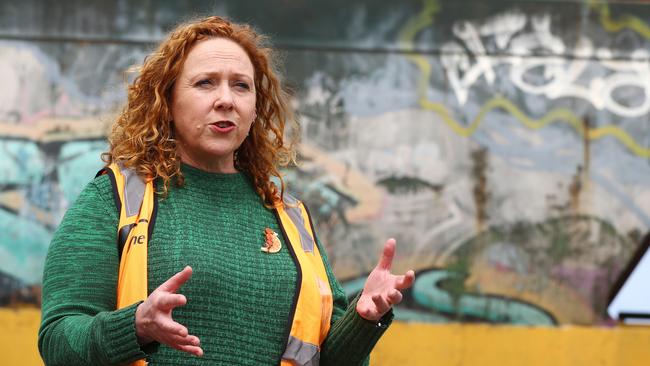 State Minister Melissa Horne at the Gheringhap Rail Loop. Picture: Alison Wynd