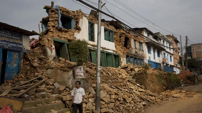 Demolished ... Nepal’s second quake has levelled homes and left hundreds homeless. Picture: AP Photo/Bernat Amangue