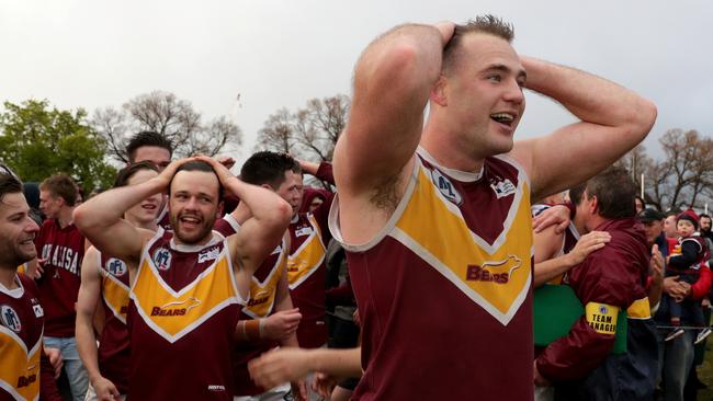 Patrick Flynn (right) after being announced as best on ground on Saturday.