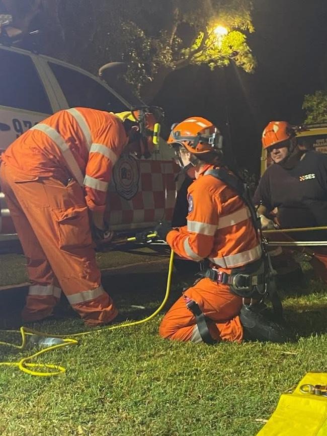 Northern Territory Emergency Services, with police and paramedics, rescued a man who fell from a cliff in Darwin's CBD on Monday morning, May 5, 2025. Picture: NTES / Facebook