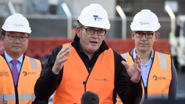 Former Victorian premier Daniel Andrews at the site of the Suburban Rail Loop at Clayton. Picture: Andrew Henshaw/NewsWire