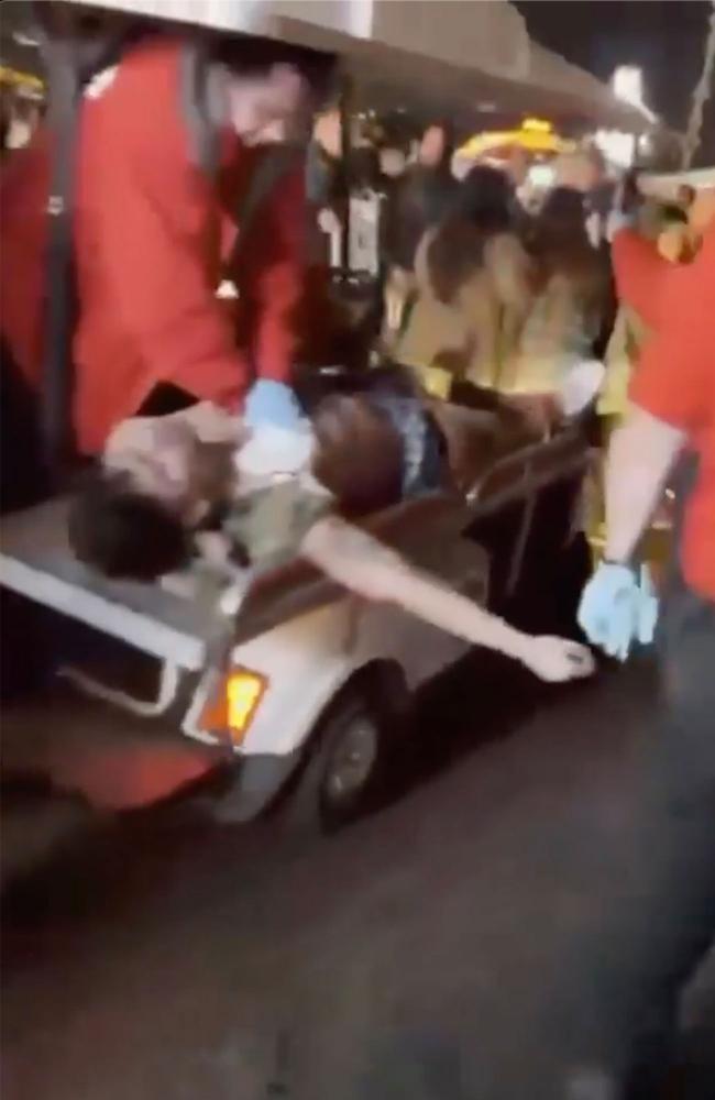 A person performing CPR at the Astroworld Festival. Picture: Twitter