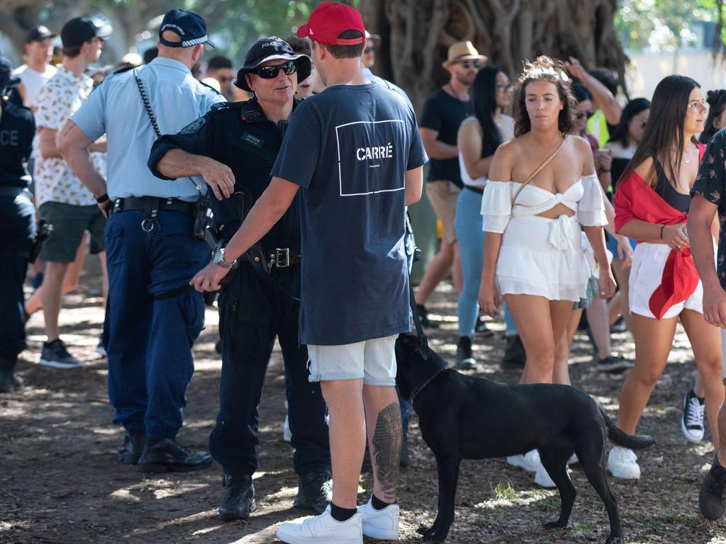 Police were patrolling the event with sniffer dogs. Picture: Flavio Brancaleone