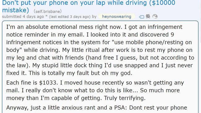 A Brisbane motorist has revealed the shocking amount he's received in mobile phone fines.