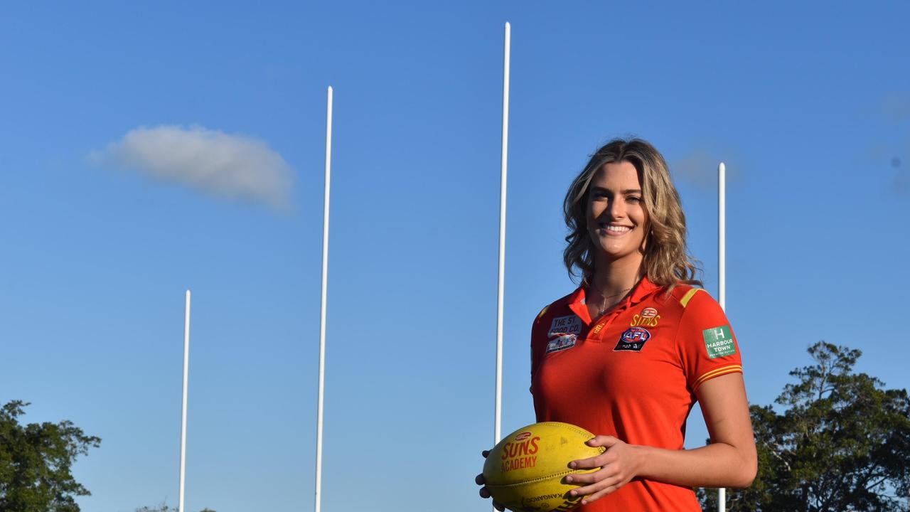 Lauren Bella of the Gold Coast Suns AFLW side back in Mackay, August 28, 2021. Picture: Matthew Forrest