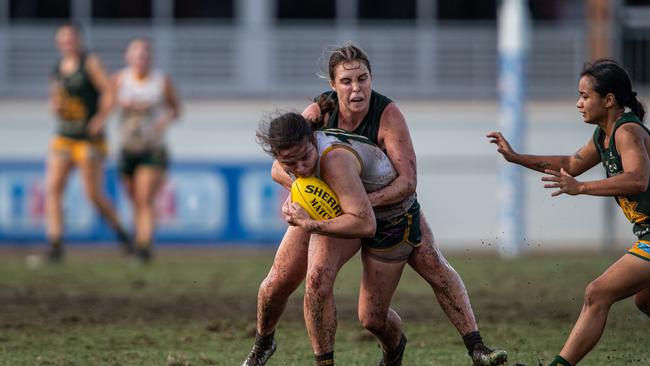 Jo Miller in the 2023-24 NTFL Women's Grand Final between PINT and St Mary's. Picture: Pema Tamang Pakhrin